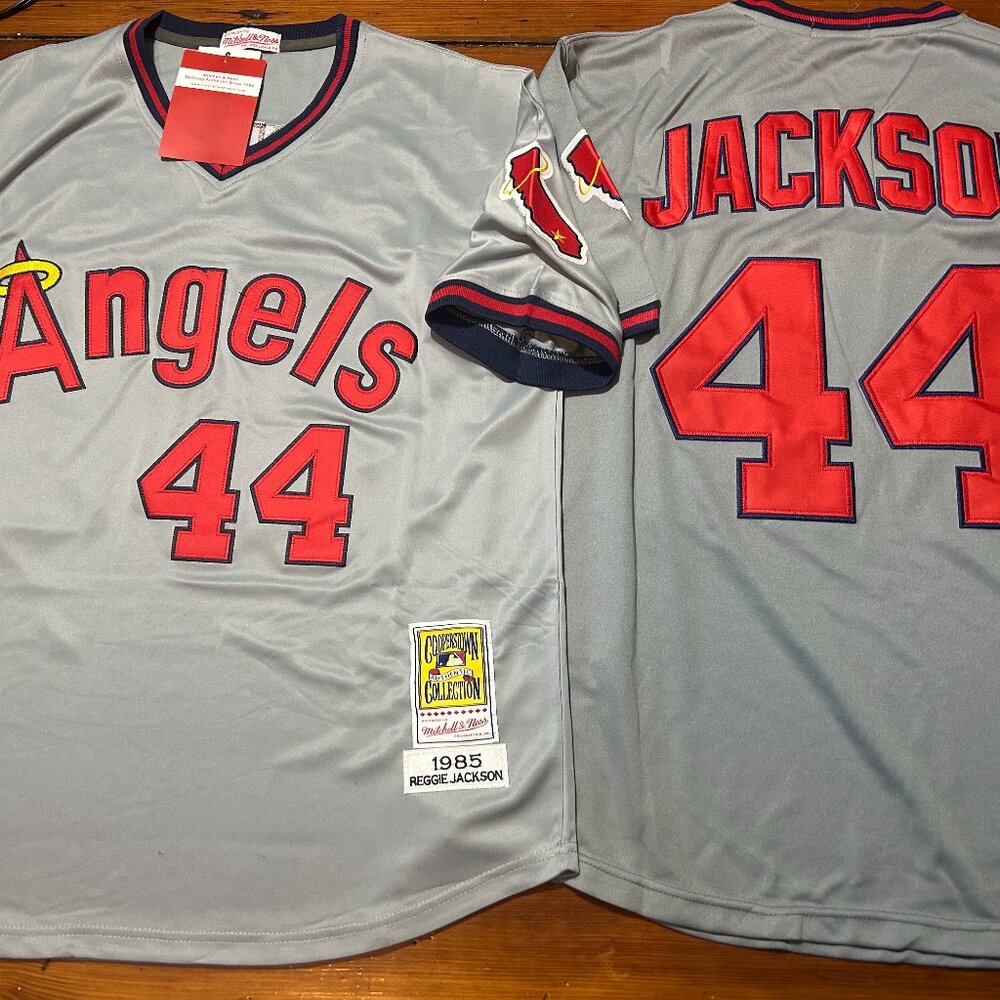 1980s ANAHEIM ANGELS REGGIE JACKSON Men's JERSEY Sz M,L,XL,2X by Mitchell & Ness